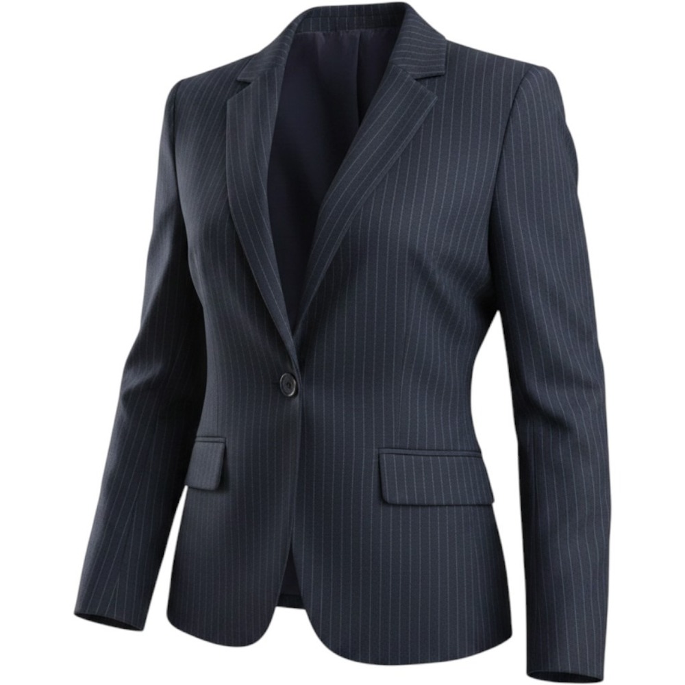 Ann Taylor Navy Pinstripe Minimalist Corporate Chic Single Button Blazer 14P
